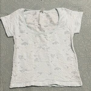 Very Light Bluish Lace Short Sleeve Top
